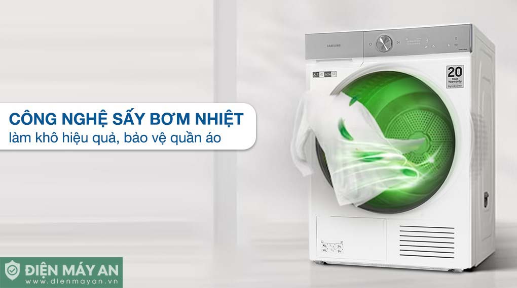 Máy Sấy Bơm Nhiệt Samsung Bespoke AI 9 Kg DV90BB9440GH/SV